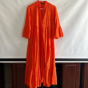 NWT. NT. Embroidery maxi orange dress